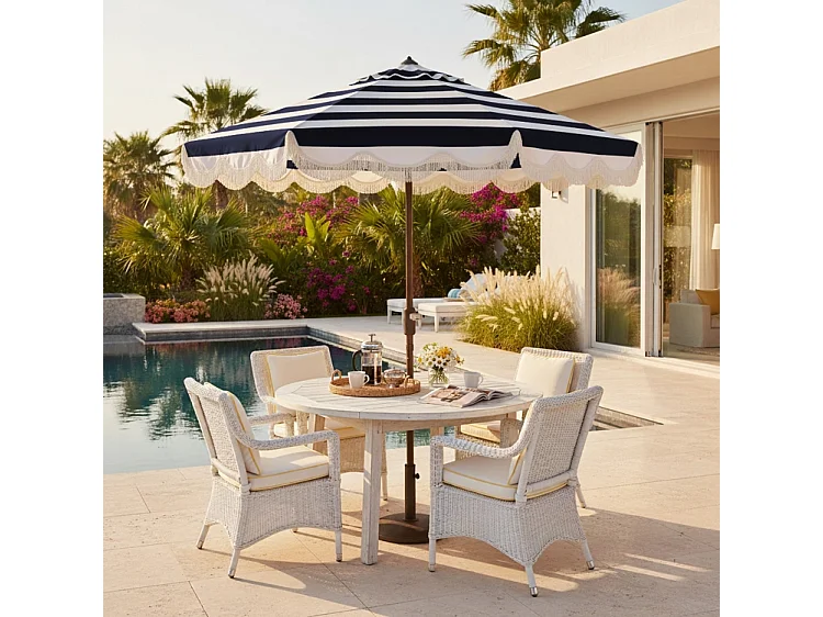 Parasol Rayé bleu marine OPEN: 256 x 256 X 251 CLOSE: 15 x 15 x 251 - Thomas