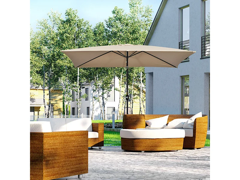 Parasol Valeriano Inclinable Rectangulaire Jardin Terrasse Kaki Vert 295x195cm