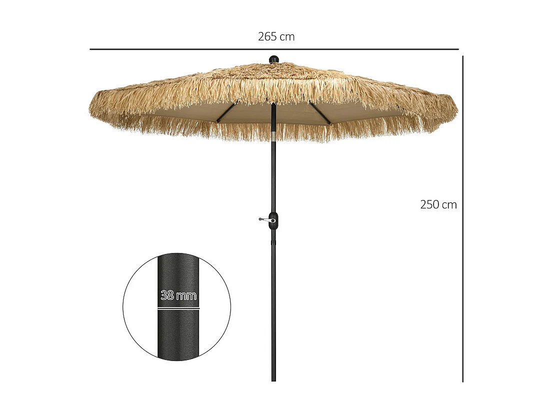 Parasol Monterosso Inclinable Kaki Résistant Extérieur Jardin Terrasse Vacances