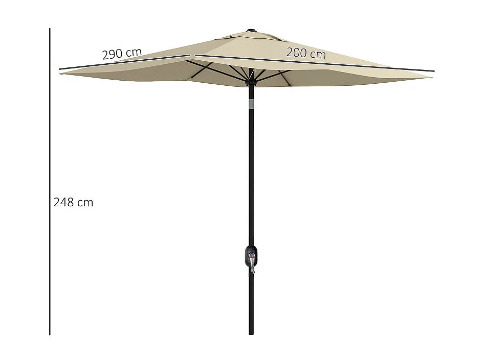 Parasol Dunmore Inclinable Jardin Terrasse Piscine Anti-UV Beige 2,9x2m