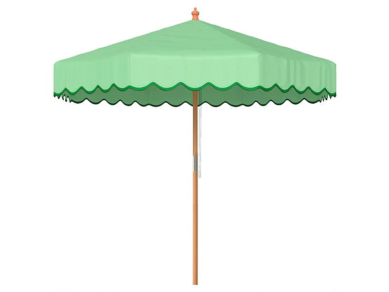Parasol Odilon terrasse rond rétro effet bois protection UV 230 cm vert clair
