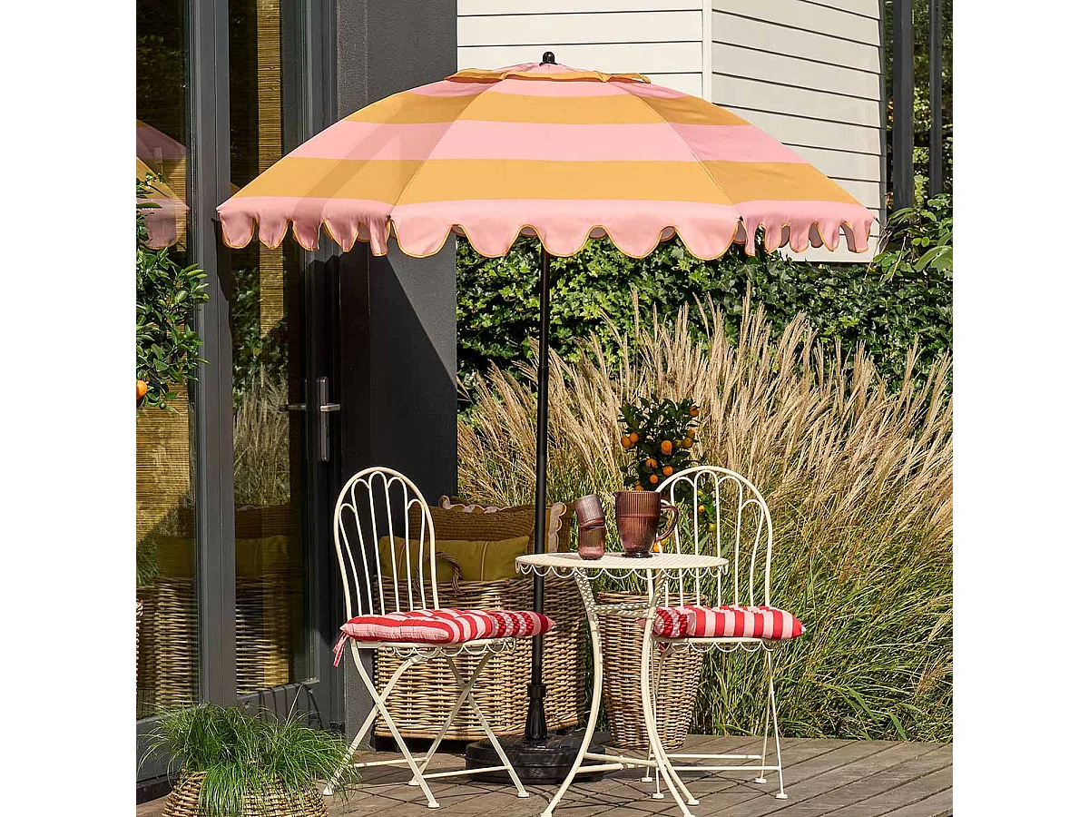 Edelman Jessy stokparasol streep geel - Ø197 x 238 cm