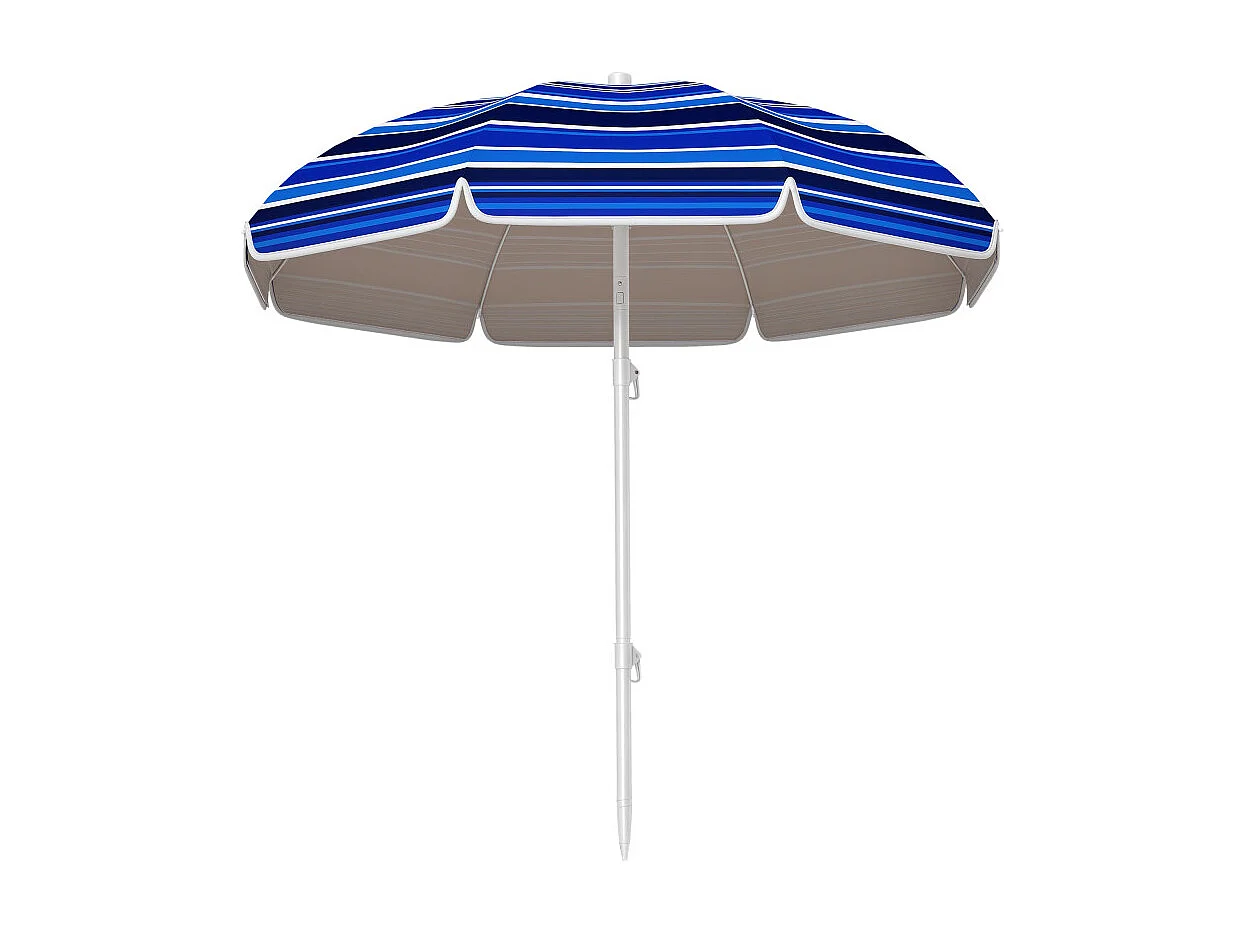 Parasol Tiburcio Inclinable UPF50+ Résistant Plage Bleu Blanc Rayé 180cm