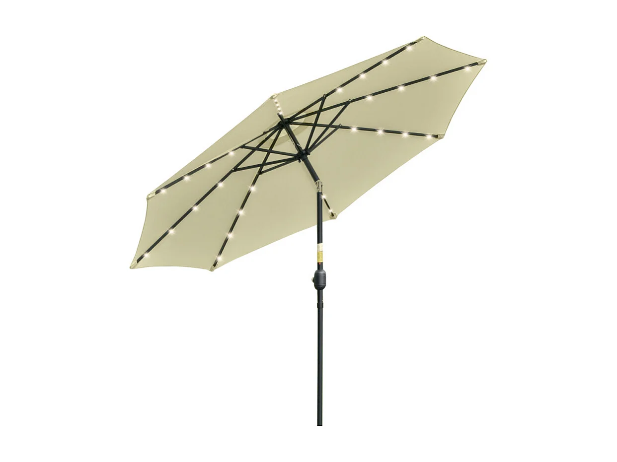 Parasol Fiorella Inclinable LED Solaire Beige Éclairage Jardin Terrasse 265 cm