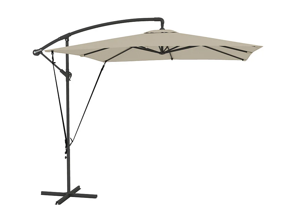 Parasol Quarryfield déporté inclinable kaki résistant UV stabilité optimale 247x247cm