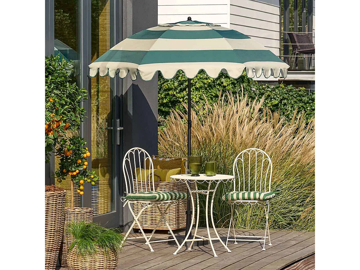 Edelman Jessy stokparasol streep groen - Ø197 x 238 cm