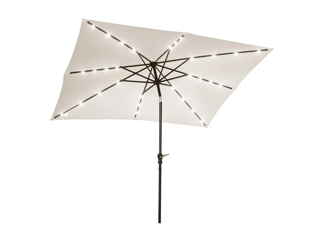 Parasol Gautegiz Rectangulaire Inclinable Solaire LED Blanc Cassé Éclairage Jardin Terrasse