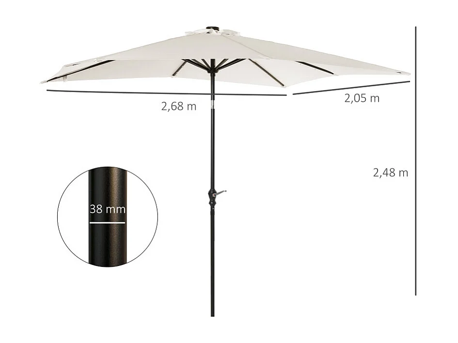Parasol Gautegiz Rectangulaire Inclinable Solaire LED Blanc Cassé Éclairage Jardin Terrasse