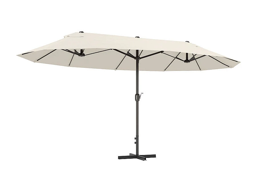 Parasol Lagoferro XXL Acier Polyester Crème Manivelle 4,6m Protection Solaire
