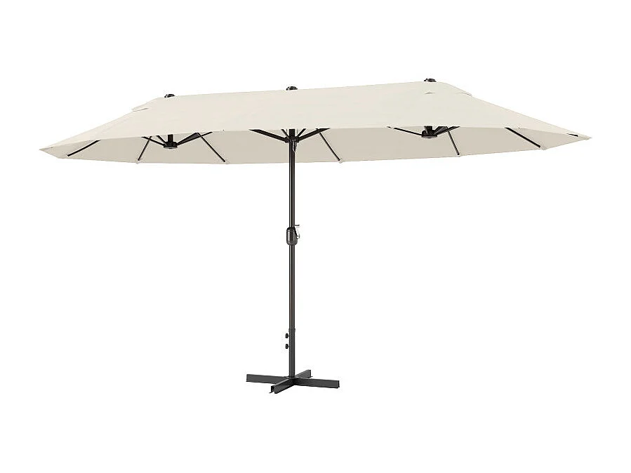 Parasol Lagoferro XXL Acier Polyester Crème Manivelle 4,6m Protection Solaire