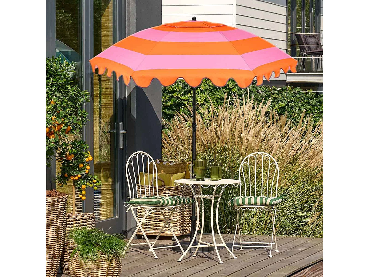 Edelman Jessy stokparasol streep oranje - Ø197 x 238 cm