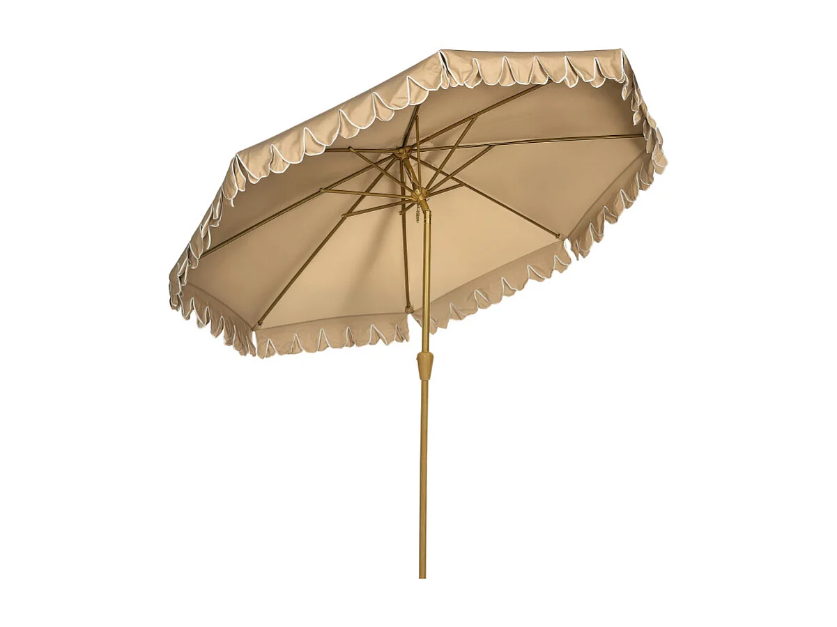 Parasol Inocencio Octogonal Inclinable 264cm Beige Jardin Terrasse Piscine Acier Aspect Bois