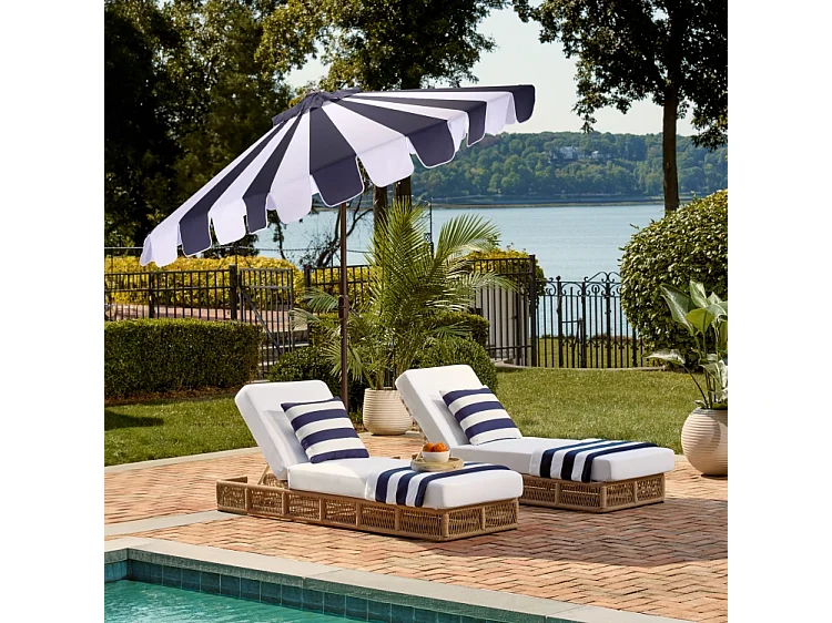 Parasol Rayé bleu marine OPEN: 256 x 256 X 251 CLOSE: 15 x 15 x 251 - James