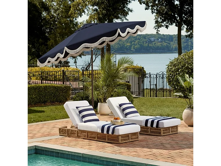 Parasol Bleu Marine OPEN: 256 x 256 X 251 CLOSE: 15 x 15 x 251 - Henry