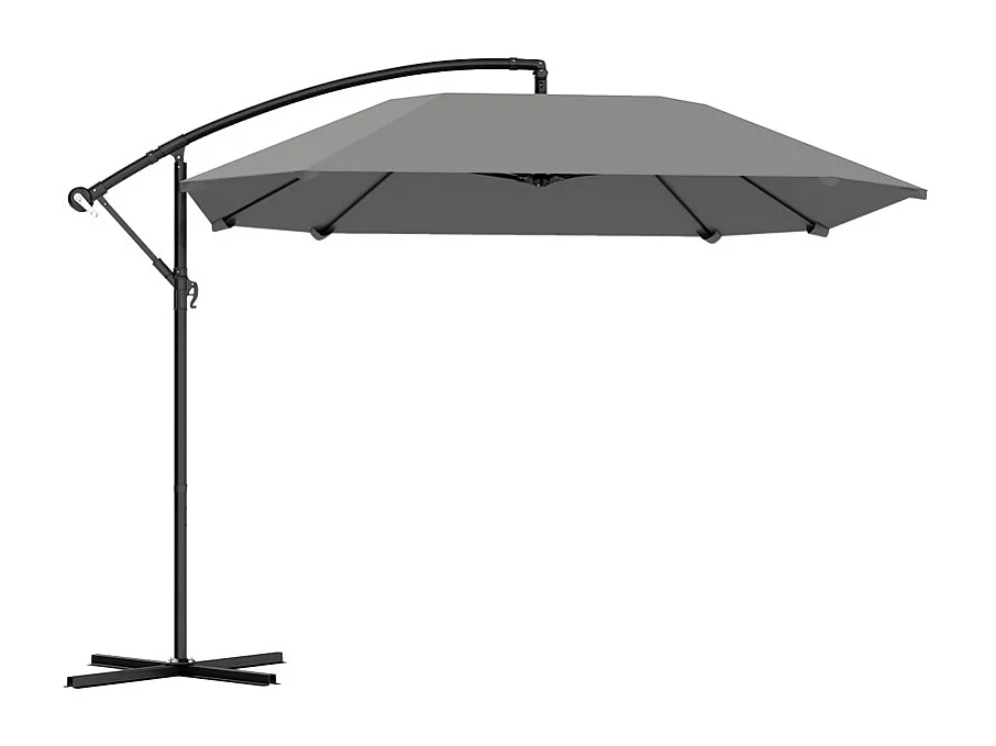 Parasol Nathalie Déporté Gris Foncé Jardin Terrasse Ombre Réglable Résistant