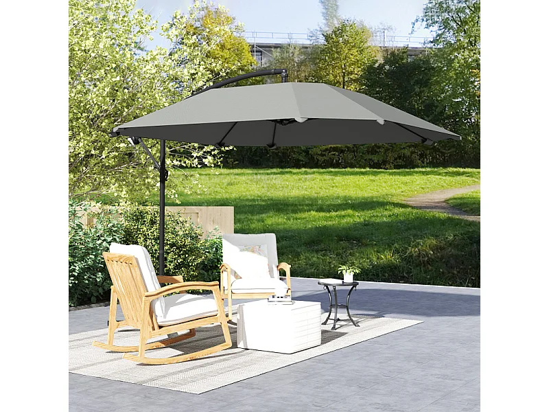 Parasol Nathalie Déporté Gris Foncé Jardin Terrasse Ombre Réglable Résistant