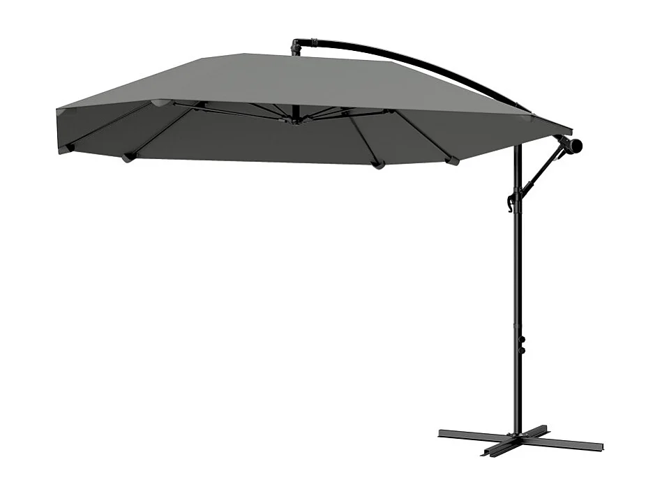 Parasol Nathalie Déporté Gris Foncé Jardin Terrasse Ombre Réglable Résistant