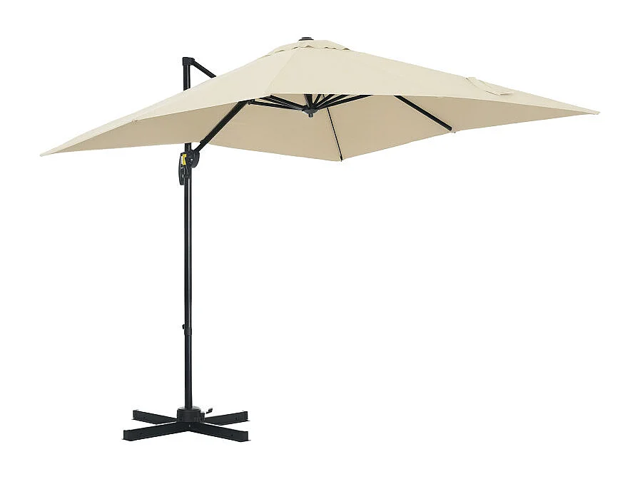 Parasol Olegario déporté inclinable 360° grand format 245x245 cm beige