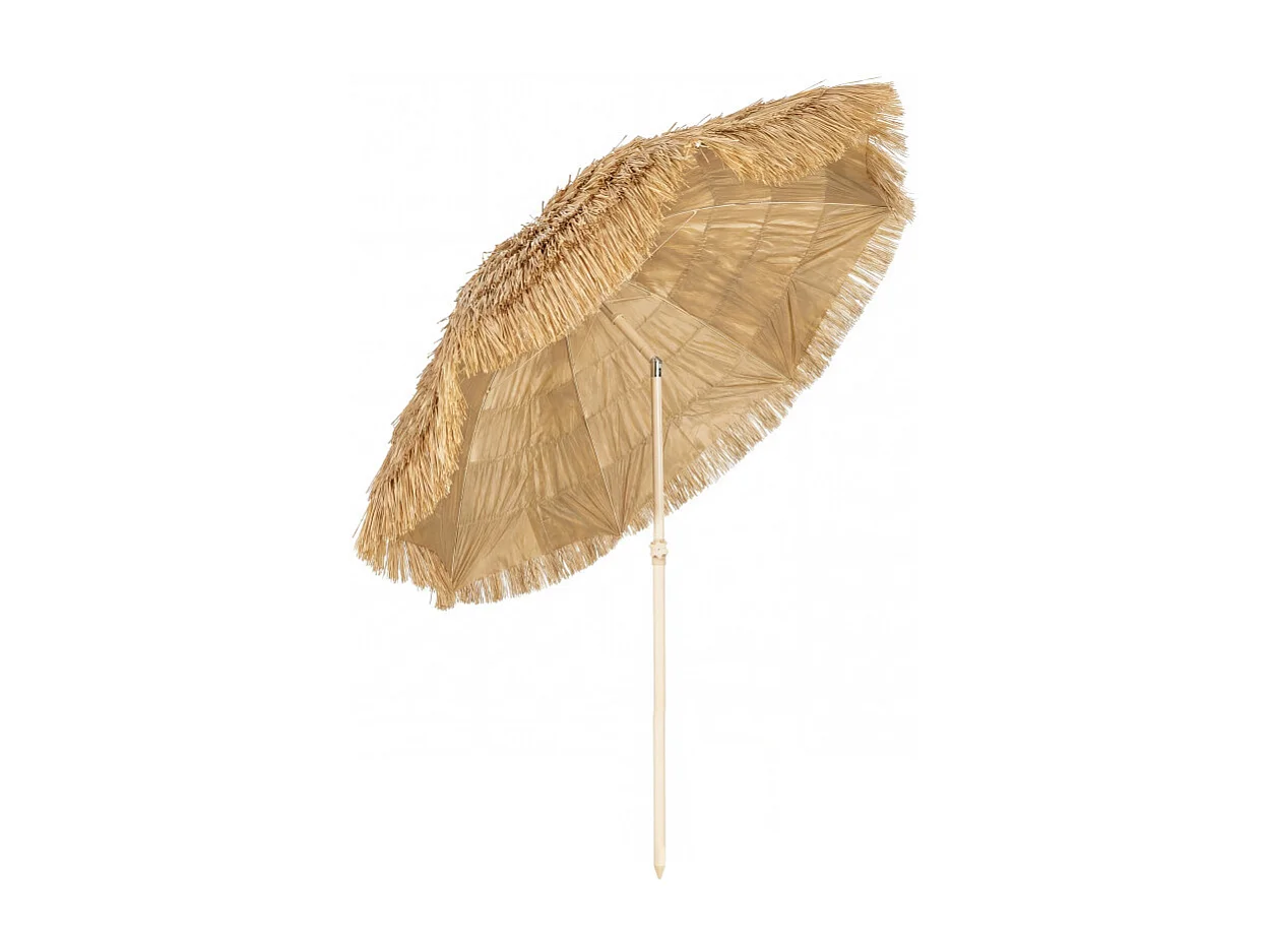 Parasol Clotilde inclinable design tropical kaki résistant base spirale 185 cm