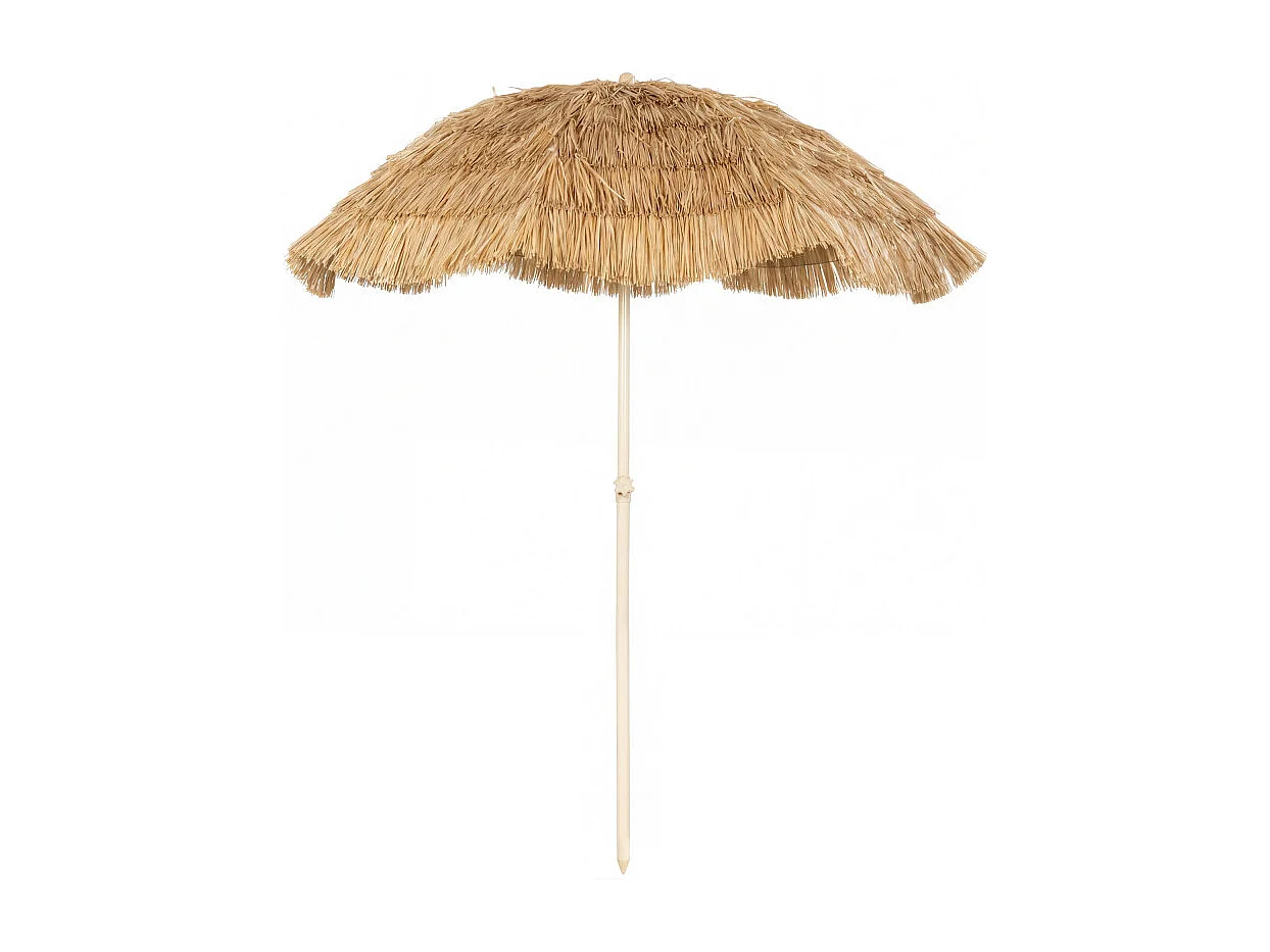 Parasol Clotilde inclinable design tropical kaki résistant base spirale 185 cm