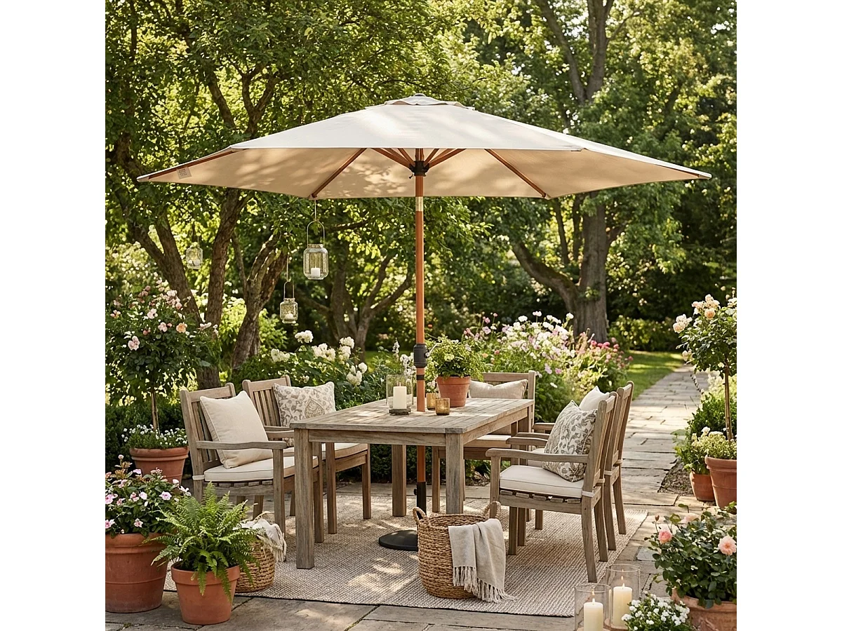 Runder Gartenschirm aus Stahl mit Holzoptik, Durchmesser 3 m