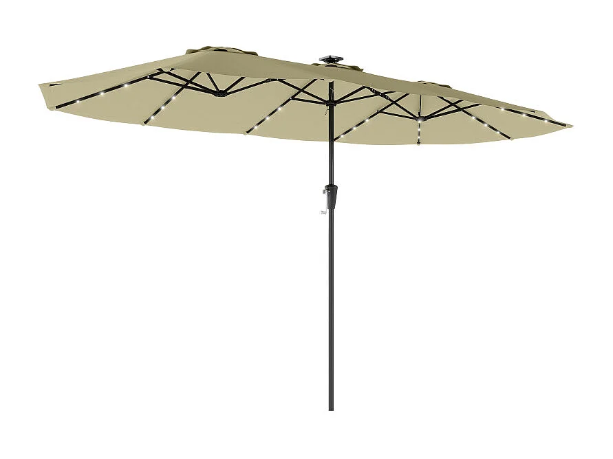 Parasol Flémont Double XL Éclairage Solaire Beige Protection UPF50+ 4x2m