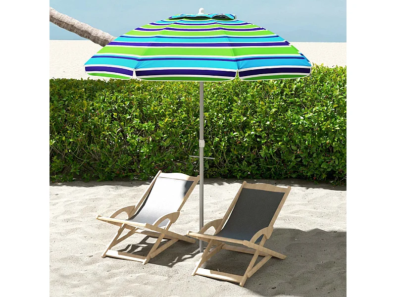 Parasol Isolotto Inclinable Réglable Ø178 cm Anti-UV Résistant Vent Multicolore