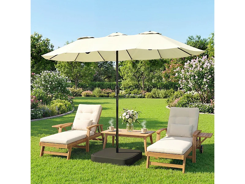 Parasol Geisbach XXL Extérieur Stabilisé Beige Tissu Anti-UV 50+ 3m