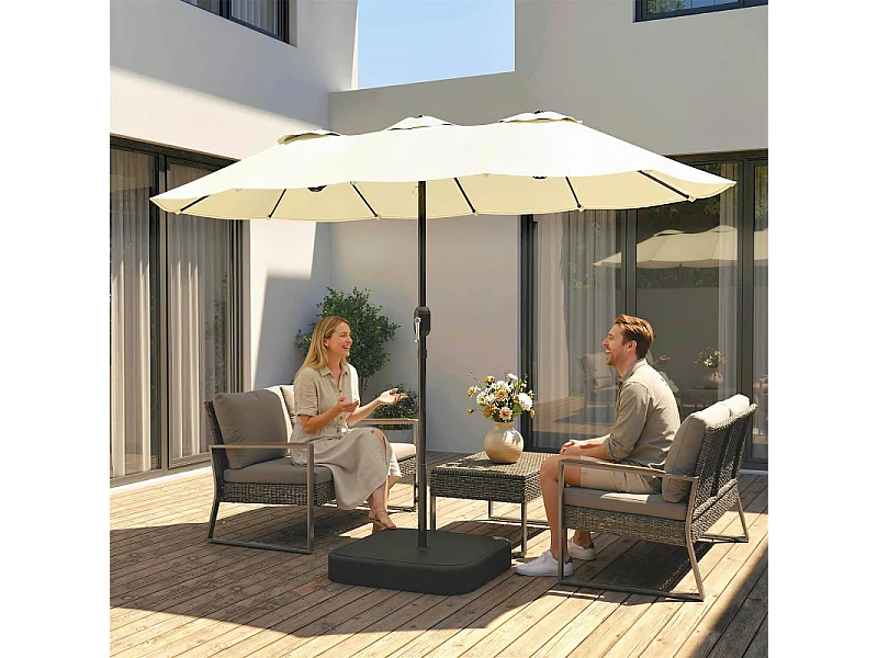 Parasol Geisbach XXL Extérieur Stabilisé Beige Tissu Anti-UV 50+ 3m