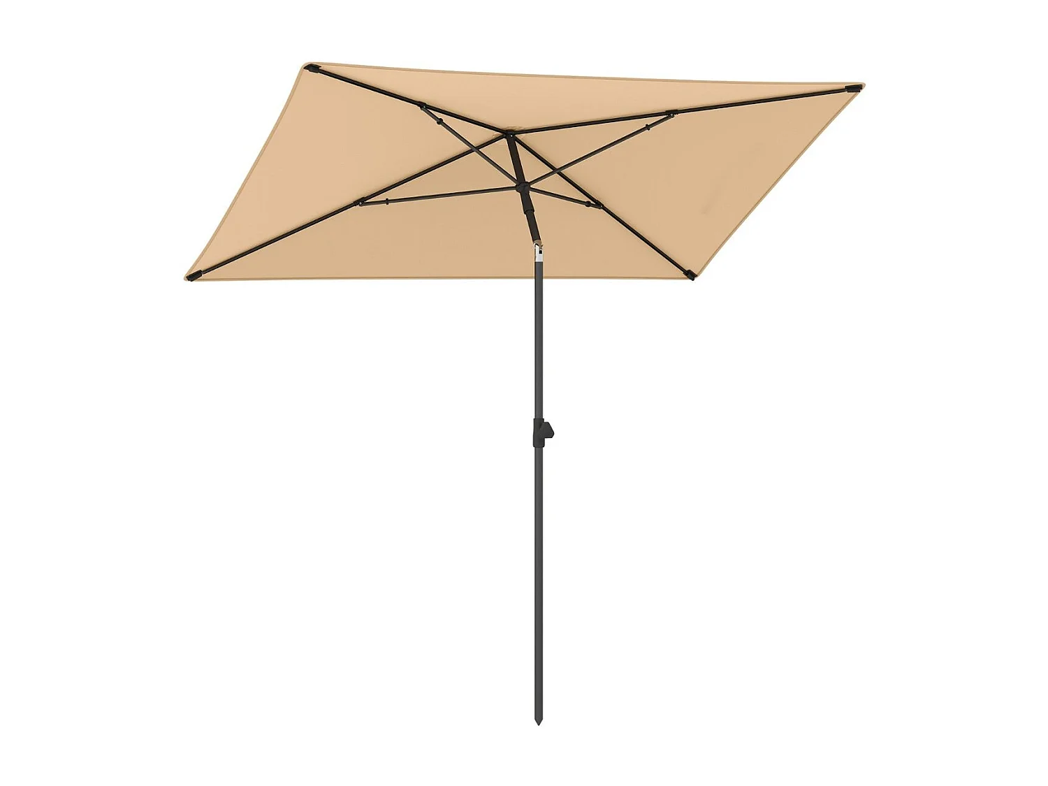 Sonnenschirm Balkon 210x140 cm Balkonschirm rechteckig Gartenschirm beidseitig um 30° knickbar Beige