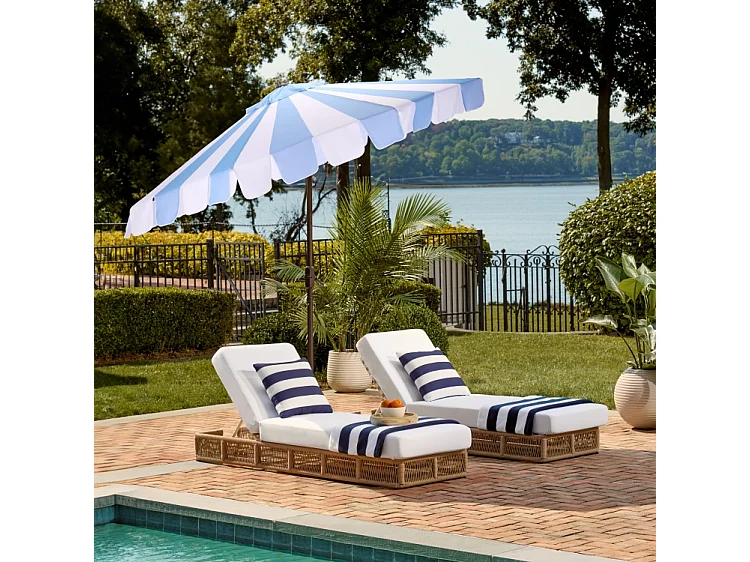 Parasol Rayure bleu bébé OPEN: 256 x 256 X 251 CLOSE: 15 x 15 x 251 - James
