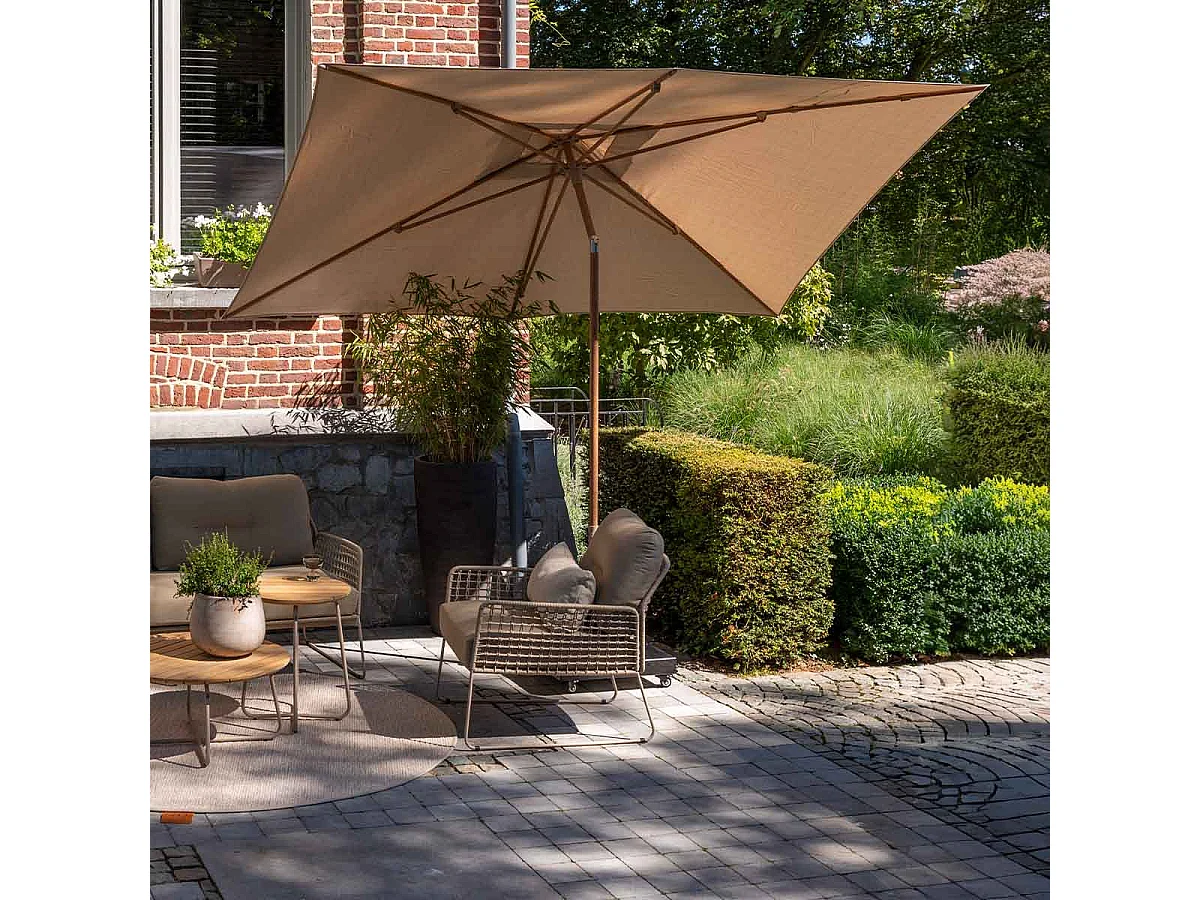 4 Seasons Azzurro stokparasol 200 x 300 cm frame woodlook - doek sand