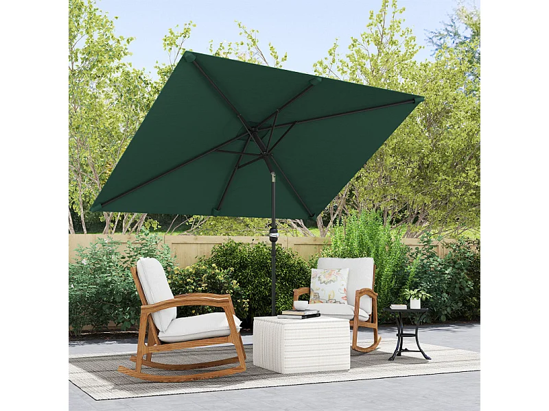 Parasol Tancredi inclinable rectangulaire grand format vert jardin terrasse 295x195 cm
