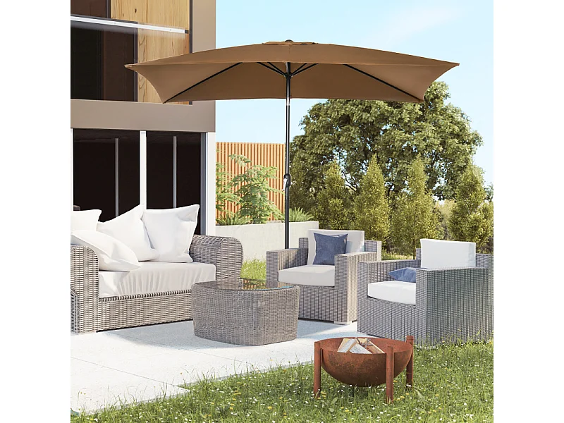 Parasol Casildo Inclinable Rectangulaire Jardin Terrasse Chocolat 295x195cm