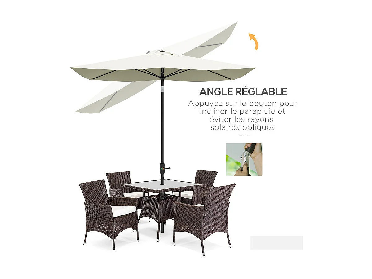 Parasol Onofrio Inclinable Jardin Terrasse Piscine Anti-UV 50+ Crème