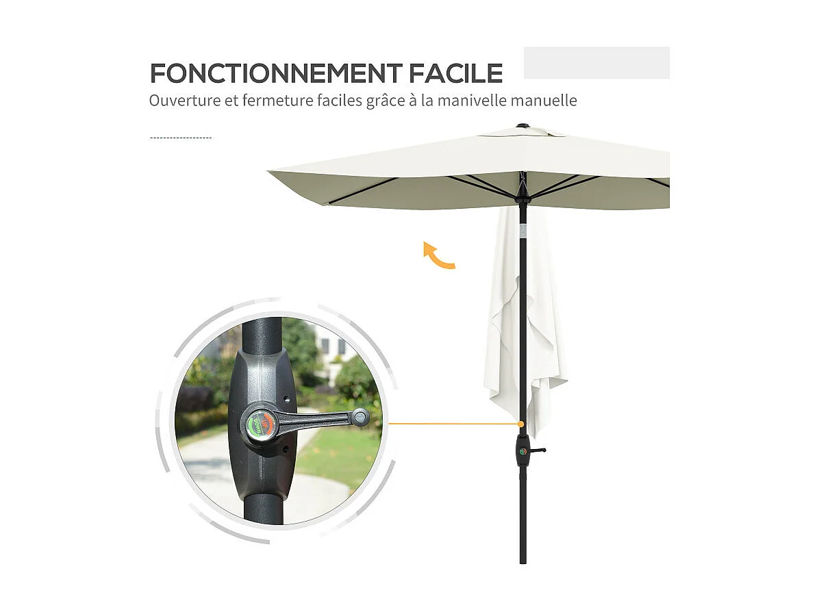 Parasol Onofrio Inclinable Jardin Terrasse Piscine Anti-UV 50+ Crème