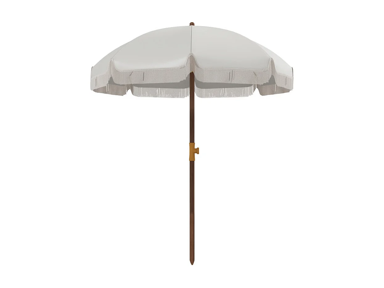 Parasol Urarte Bohème Franges UV40+ Extérieur Plage Jardin Crème