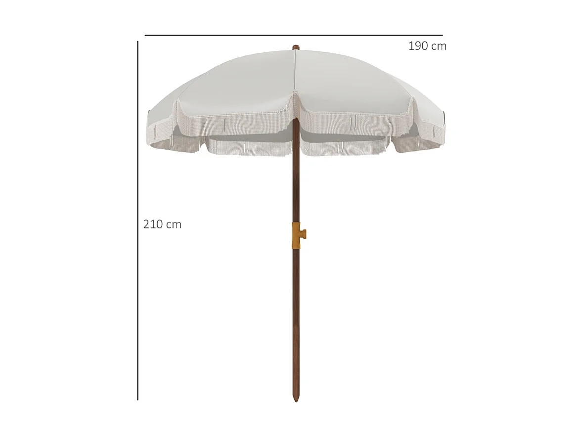Parasol Urarte Bohème Franges UV40+ Extérieur Plage Jardin Crème