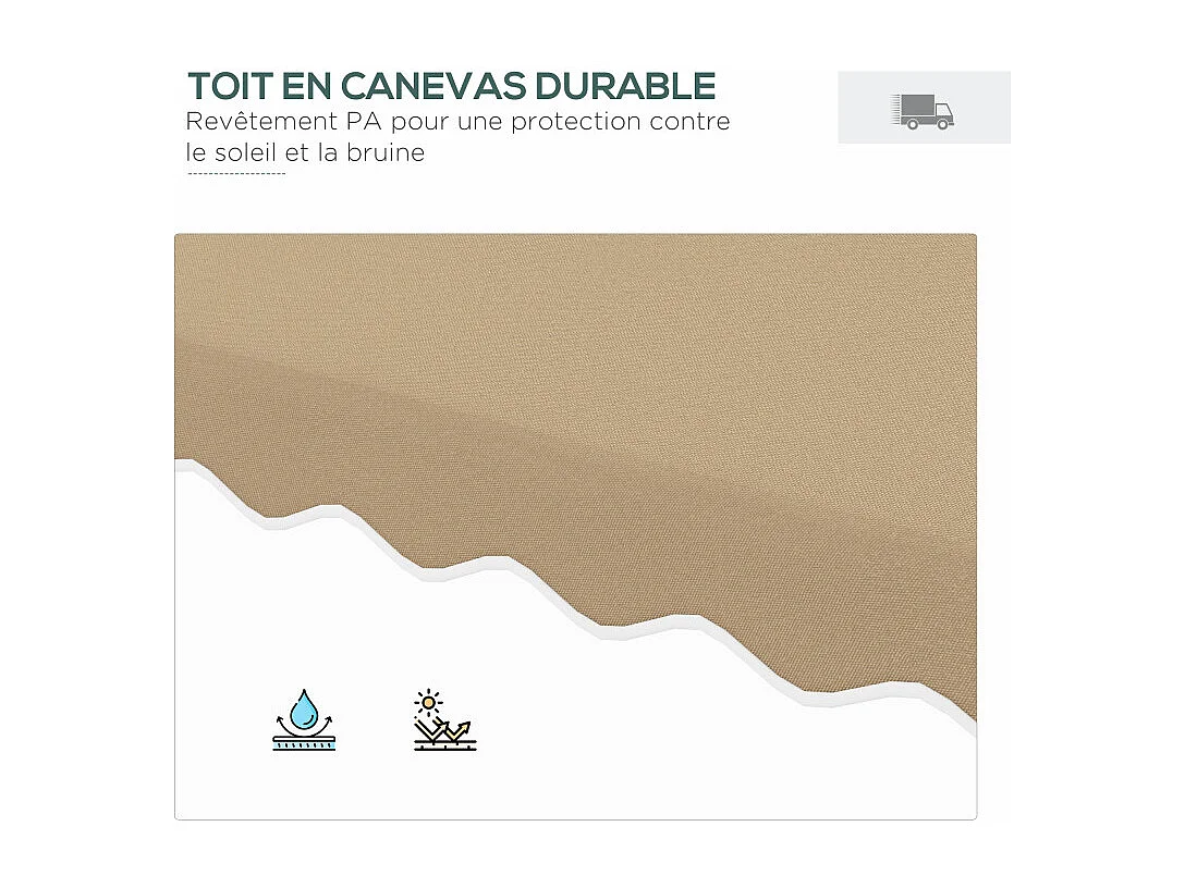 Parasol Cerfonval déporté carré élégant stabilité kaki terrasse jardin 243x243cm