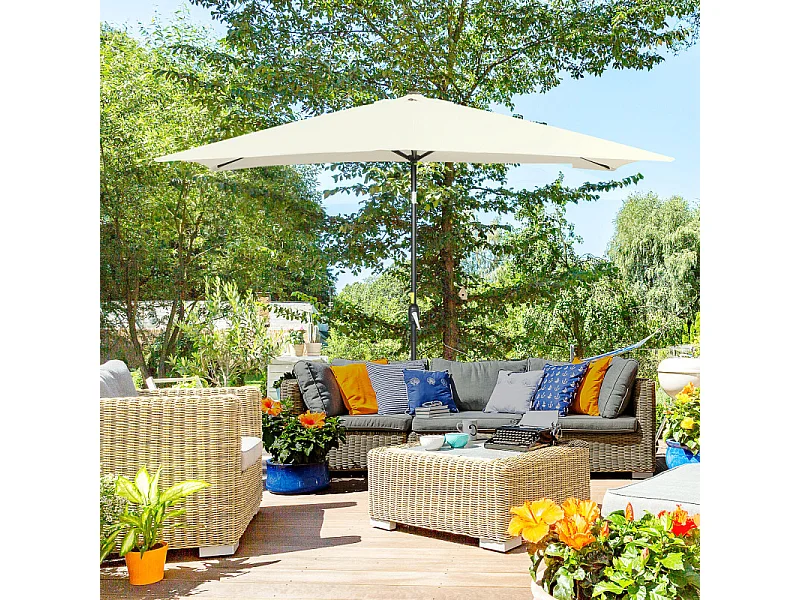 Parasol Osmond rectangulaire inclinable protection UV crème 295x195 cm