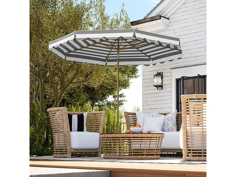 Parasol Sigismondo inclinable octogonal 270x240 cm gris taupe protection UV50+ élégant