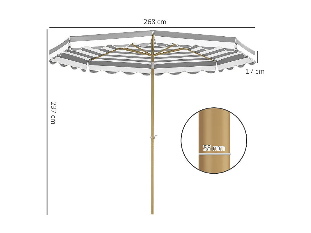 Parasol Sigismondo inclinable octogonal 270x240 cm gris taupe protection UV50+ élégant