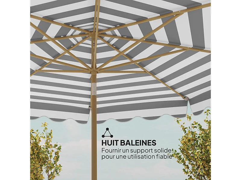 Parasol Sigismondo inclinable octogonal 270x240 cm gris taupe protection UV50+ élégant