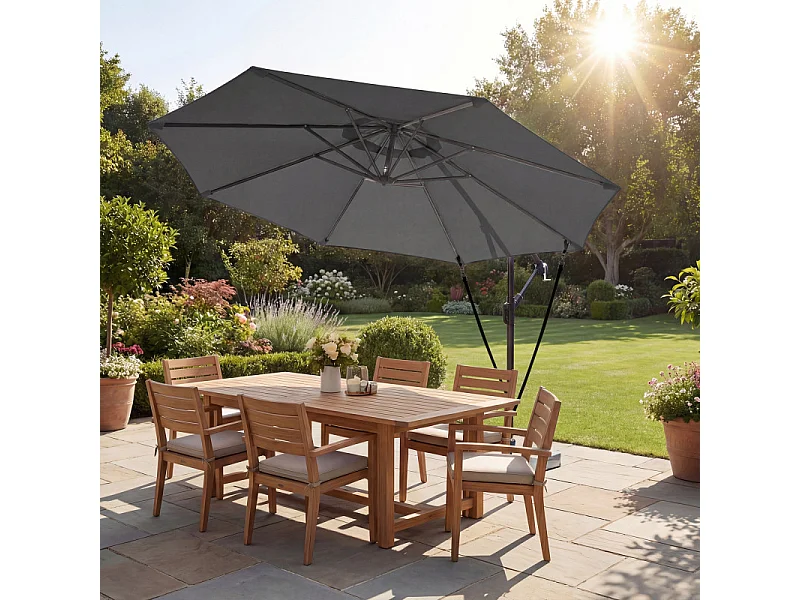 Parasol Underwood déporté inclinable 295 cm gris anthracite résistant