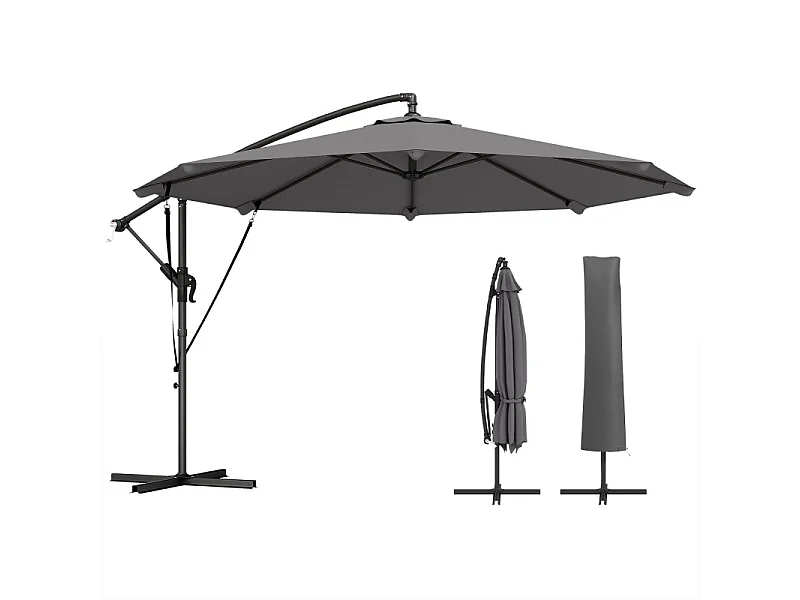 Parasol Underwood déporté inclinable 295 cm gris anthracite résistant