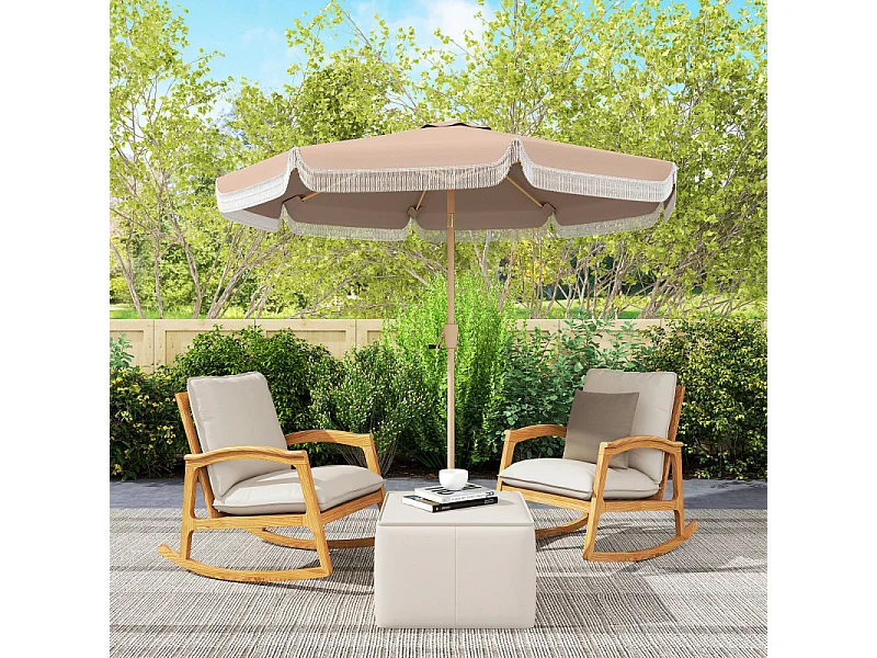 Parasol Elmgate Jardin Inclinable Franges Protection UV Kaki 266 cm