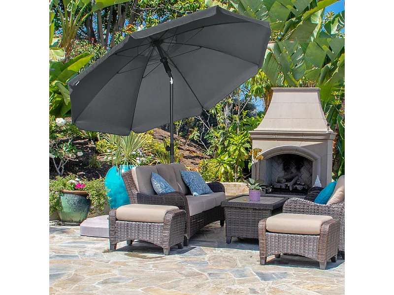 Parasol Cerneval inclinable octogonal 180x209 cm acier polyester gris UV50+ jardin terrasse