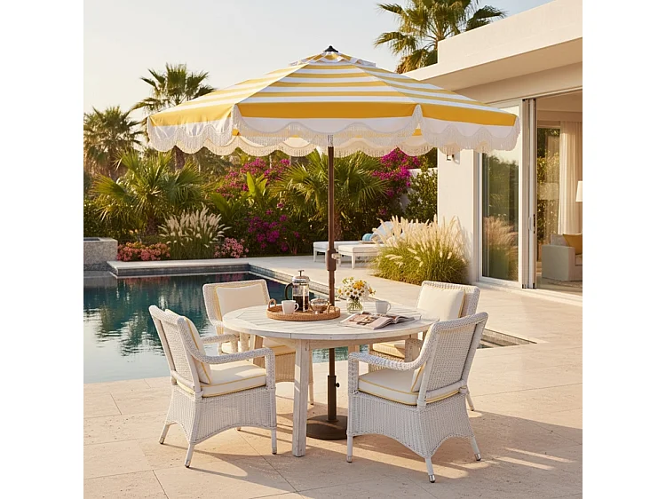 Parasol Rayure jaune OPEN: 256 x 256 X 251 CLOSE: 15 x 15 x 251 - Thomas