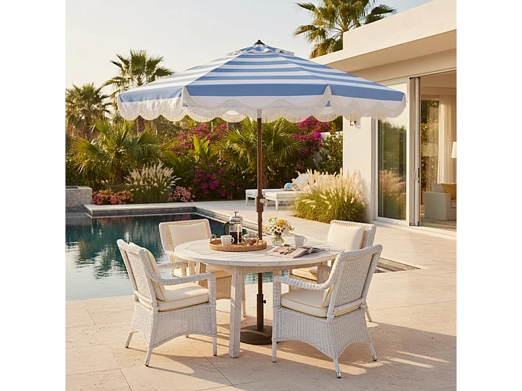 Parasol Rayure bleu bébé OPEN: 256 x 256 X 251 CLOSE: 15 x 15 x 251 - Thomas