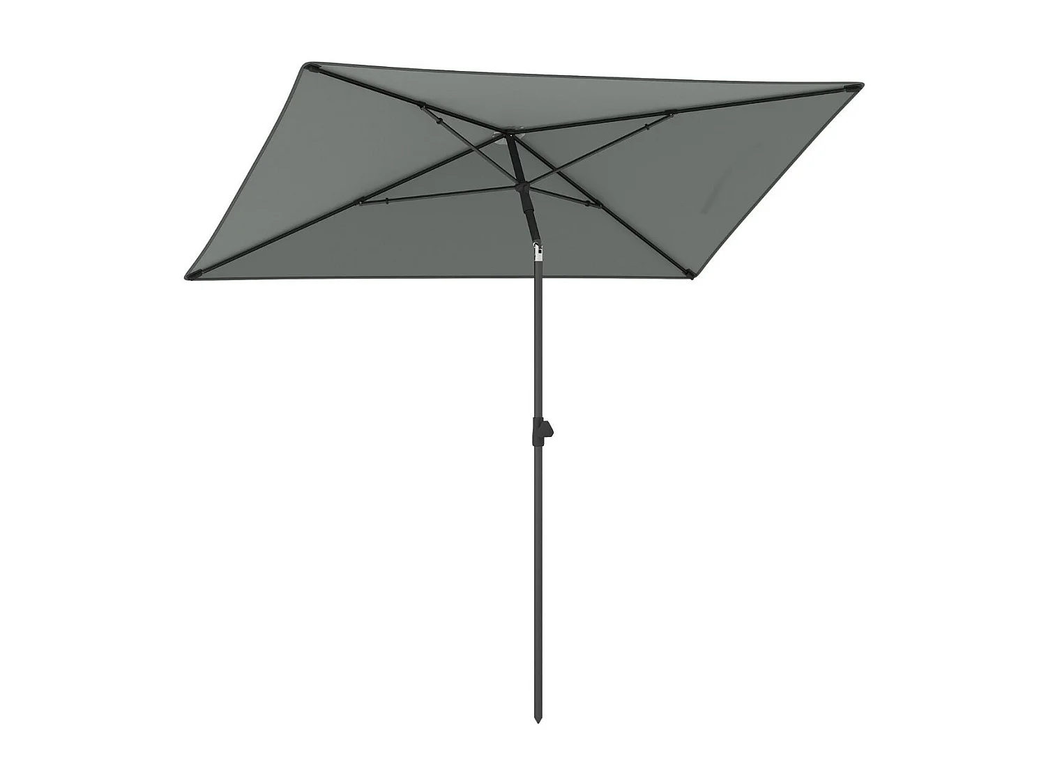 Sonnenschirm Balkon 210 x 140 cm Balkonschirm rechteckig Gartenschirm beidseitig um 30° knickbar Grau